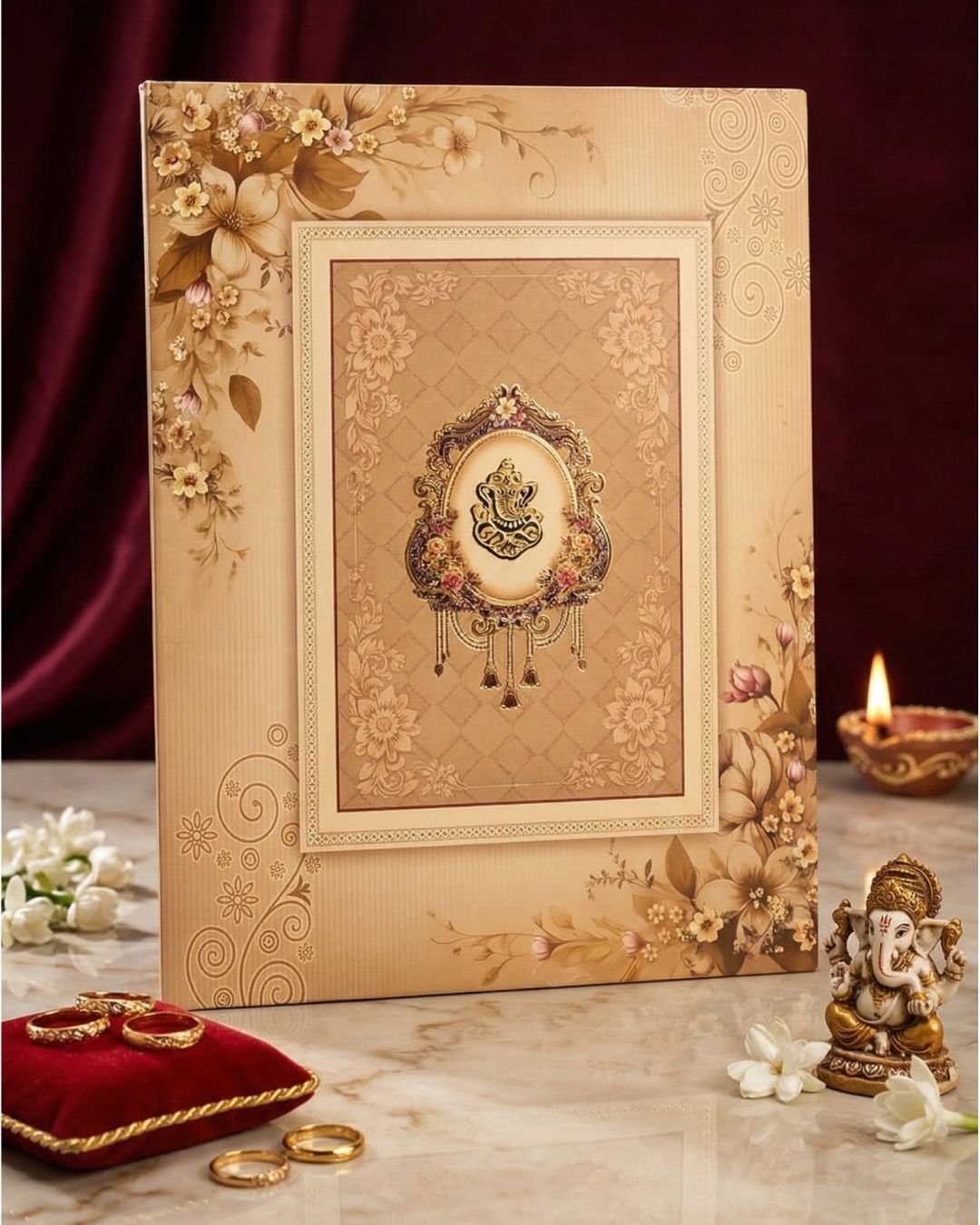 elegant traditional floral wedding card