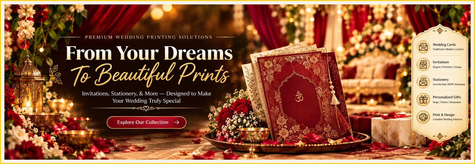Bespoke luxury wedding invitations and marriage stationery collection by Krishna Creation.